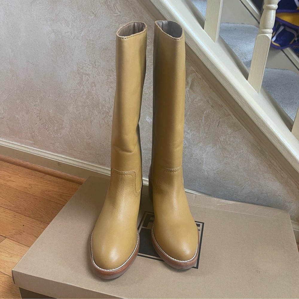 FRYE Banana boots Camryn Tall Pull on Leather Yellow Western Dark Academia Sz 9 - Picture 12 of 16